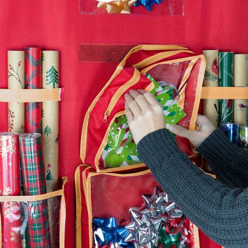 Simplify 8 Compartment Hanging Holiday Gift Wrap Organizer - 23.25"x 46.4"