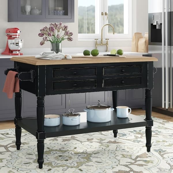 Casual Elements Solid Mahogany Wood Shannon Small Kitchen Island with ...
