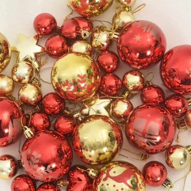vidaXL Christmas Bauble Set 40 pcs Gold and Red - 2.4 x 2.4 x 2.4