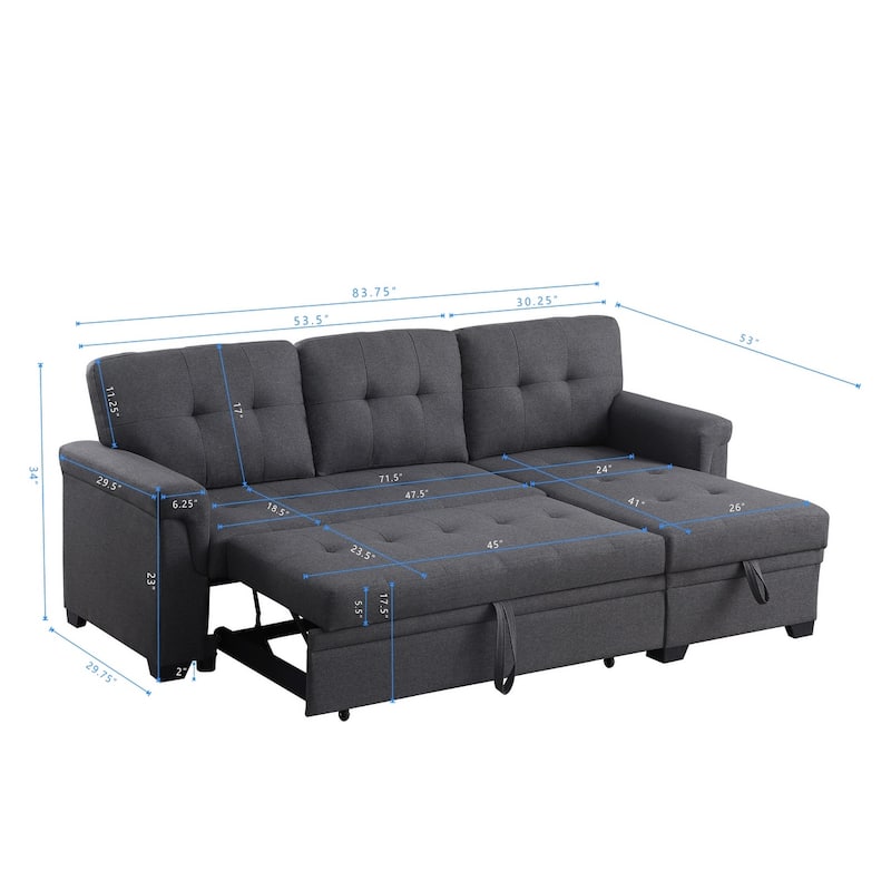 83.75" Modular Linen L-shaped Sectional Sofa with Hidden Storage