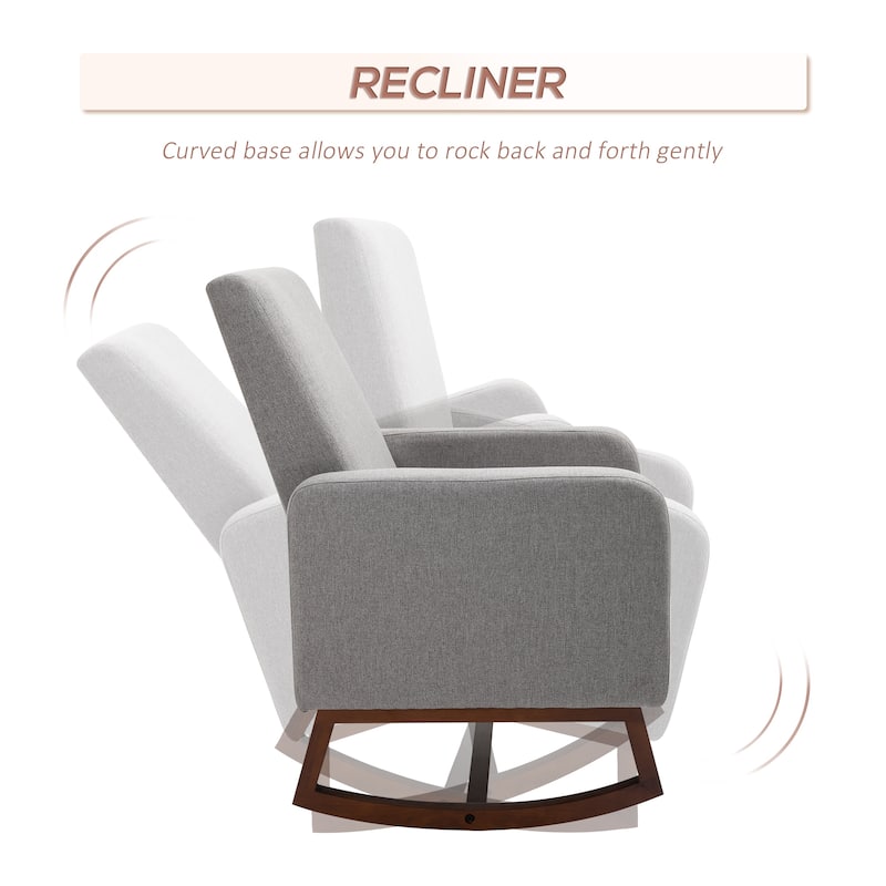 Grey Linen Eucalyptus Rocking Accent Chair with Cushioned Seat - 29.25''W x 34.75''D x 42.25''H