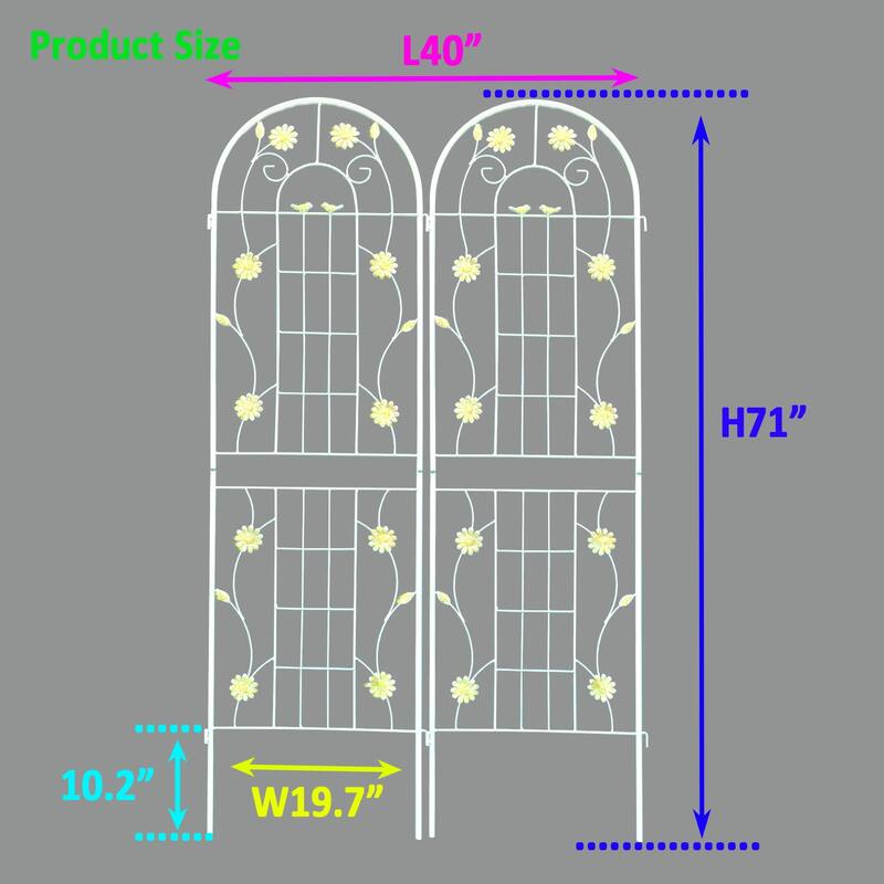 2 Pack Metal Garden Trellis 71" x 19.7" Rustproof Trellis for Climbing Plants Outdoor Flower Support Cream