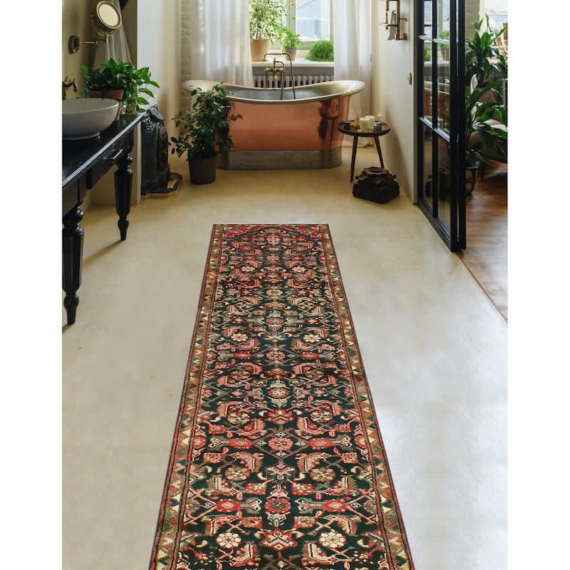 Fine Vintage Distressed Bradley Charcoal/Brown Runner - 2'5" x 11'10"