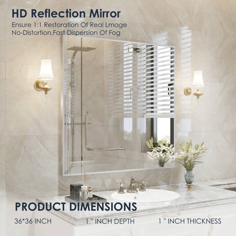 QuivaraView Wall Mounted Aluminum Frame Bathroom Vanity Mirror