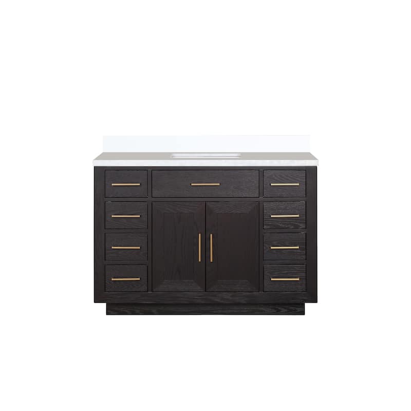 Abbey 48 in W x 22 in D Black Oak Single Bath Vanity and White Quartz Top
