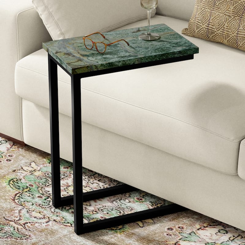 WYNDENHALL Rhonda 18 inch Wide Solid Metal Industrial C Side Table - 18 W x 10 D x 24 H - Green/Black