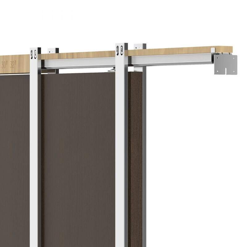 Brown-Silver Wood and Steel Soft-Close Pocket Door Frame Kit Adjustable