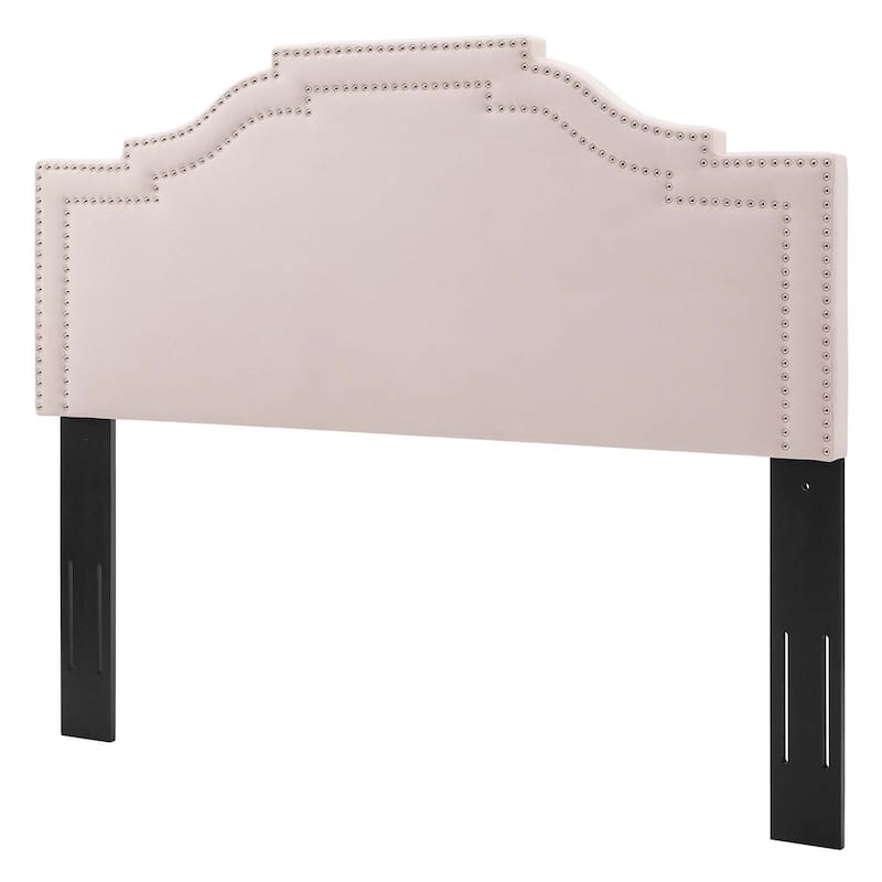 Paradise Pink Velvet Upholstered King/California King Size Headboard with Nailhead Trim