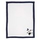 preview thumbnail 2 of 5, Lambs & Ivy Jungle Party White/Navy Monkey Soft Fleece Baby Blanket