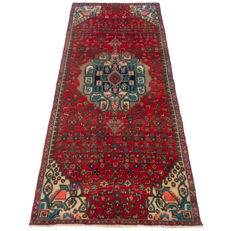 ECARPETGALLERY Hand-knotted Andelz Red Wool Rug - 3'2 x 10'2
