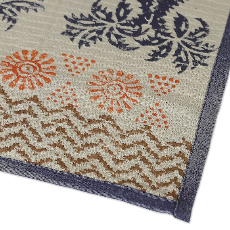 Novica Handmade Azure Palace Cotton Table Runner And Placemat Set (7 Pieces)