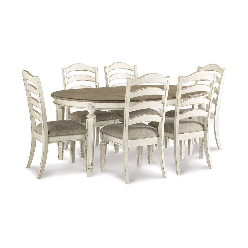 Signature Design by Ashley Realyn White / Light Brown 7-Piece Dining Package