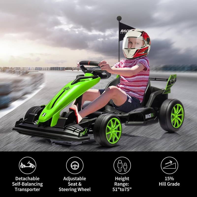 Electric Go Kart Drift Kart Outdoor Race Toy for Kids Best Gifts