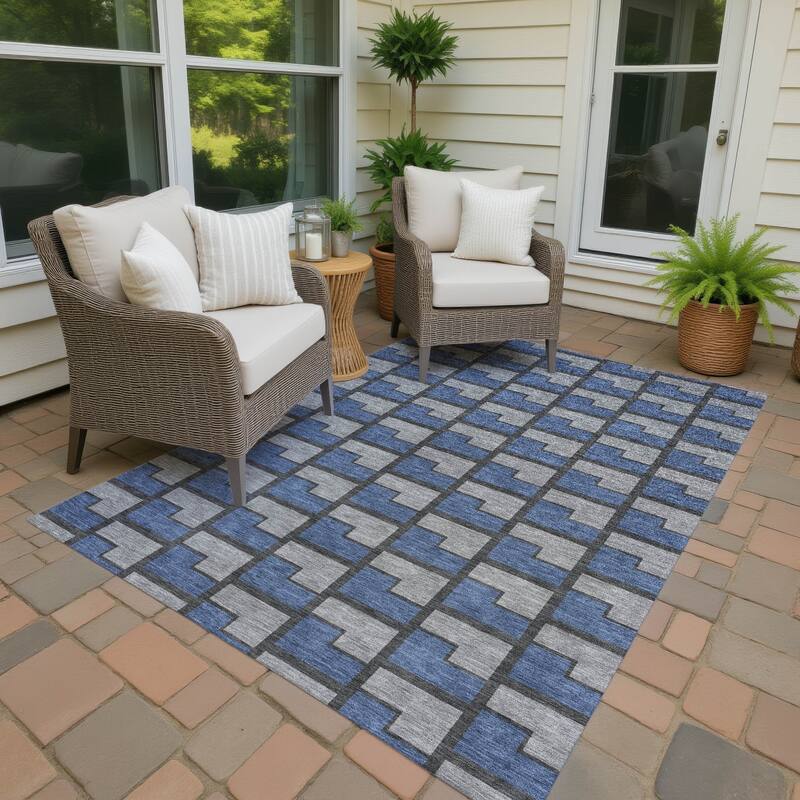Machine Washable Indoor/ Outdoor Modern Cody Chantille Rug - Navy - 2'6" x 3'10"