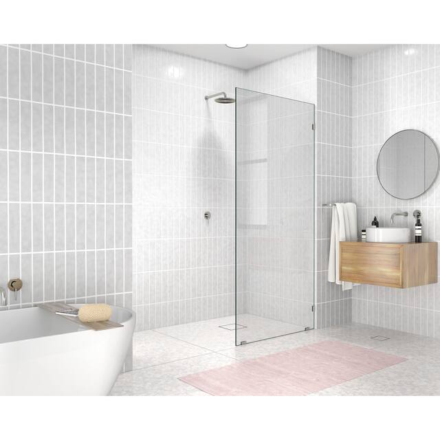 Glass Warehouse 78" x 34" Frameless Shower Door - Single Fixed Panel - Brushed Nickel