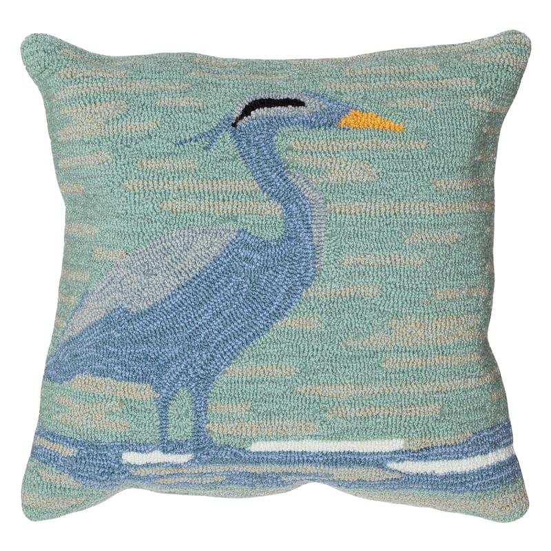 Liora Manne Frontporch Blue Heron Indoor/Outdoor Pillow Lake 18" x 18"