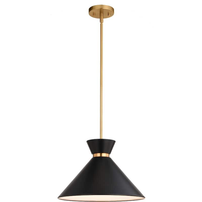 Vaxcel Lighting P0398 Racine 15" Wide Pendant - Matte Black / Natural Brass