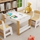 preview thumbnail 5 of 7, Kids 2 in 1 Play Table & 2 Chairs Set,with 7 Storage Compartments,Compatible with LEGO Building Block, Activity Learning Table