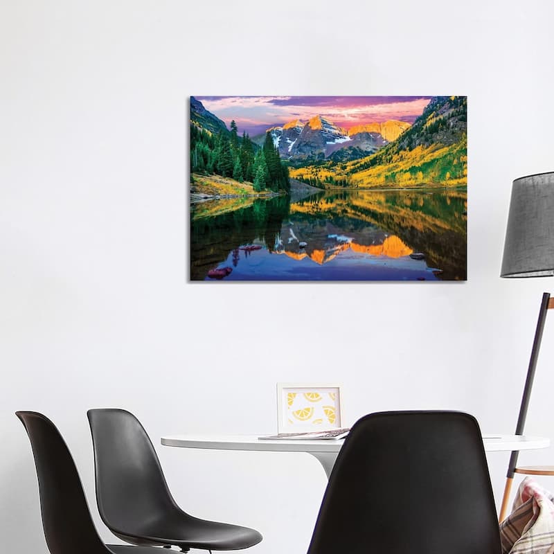 iCanvas "Rise And Shine, Maroon Bells , Aspen Colorado" by Susanne Kremer Canvas Print - 26x40x1.5