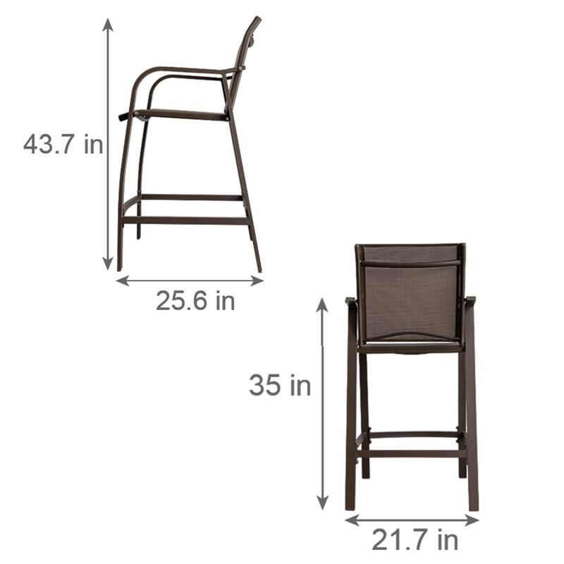VredHom Outdoor Aluminum Bar Stool Set Patio Bar Chairs (Set of 2) - 21.7" W x 25.6" D x 43.7" H