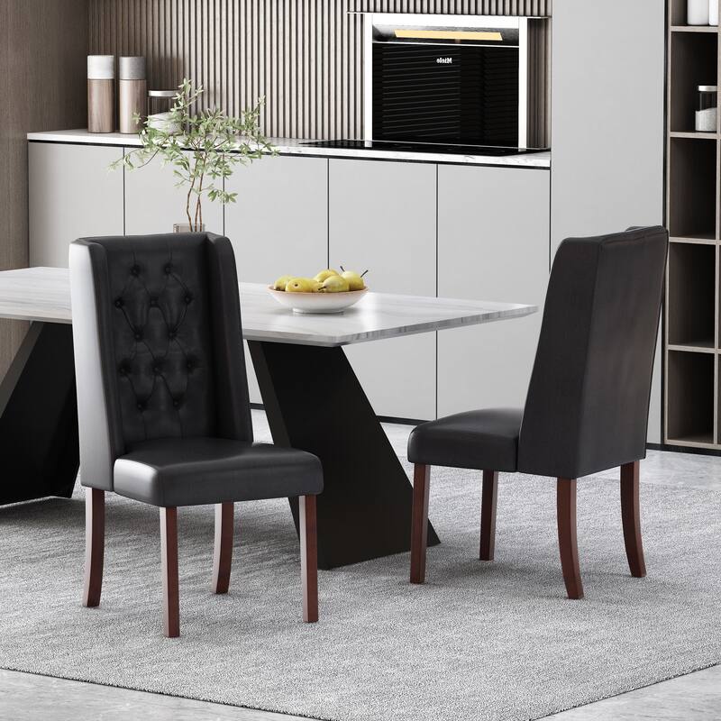 Blythe Tufted Dining Chair (Set of 2) by Christopher Knight Home - Brown/ Midnight/ Faux Leather