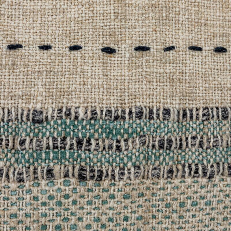 Cotton and Linen Blend Pillow with Hand-Embroidered Stripes