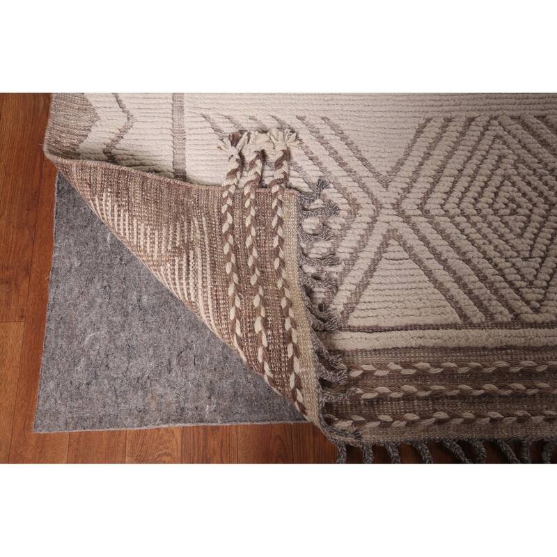 Ivory Moroccan Oriental Large Area Rug Handmade Wool Carpet - 11'8"x 15'1"