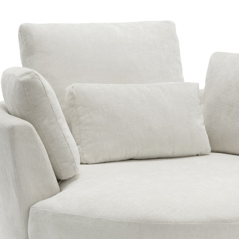 41" W Oversized Accent Barrel Swivel Chair with Moon Storage Ottoman