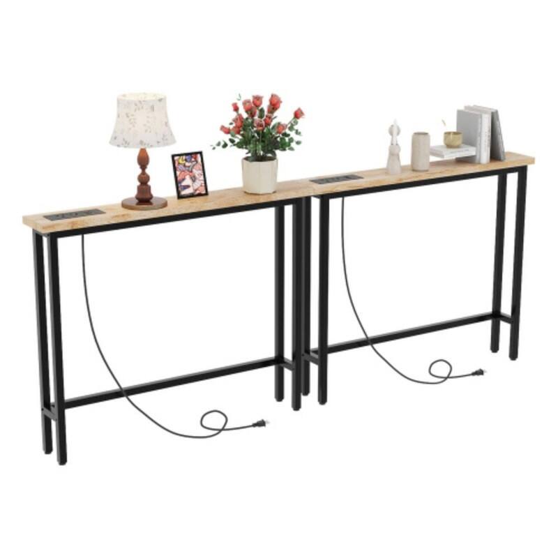 VINGLI 2-piece Set Triamine + Iron 200 * 15 * 79cm with Power Strip Foyer Table