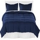 preview thumbnail 12 of 53, Bare Home Microfiber Comforter, Sheet Set, and Bed Skirt Dark Blue/White/White - Full