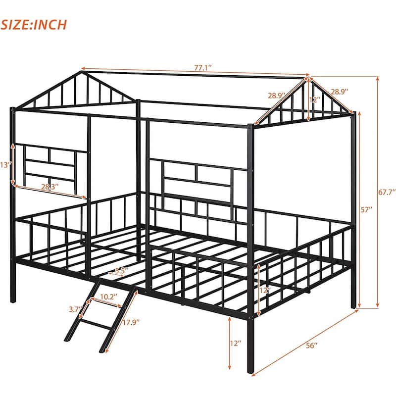 Modern Transition Bunk Bed Slat Design Assembled And Oval Nuts