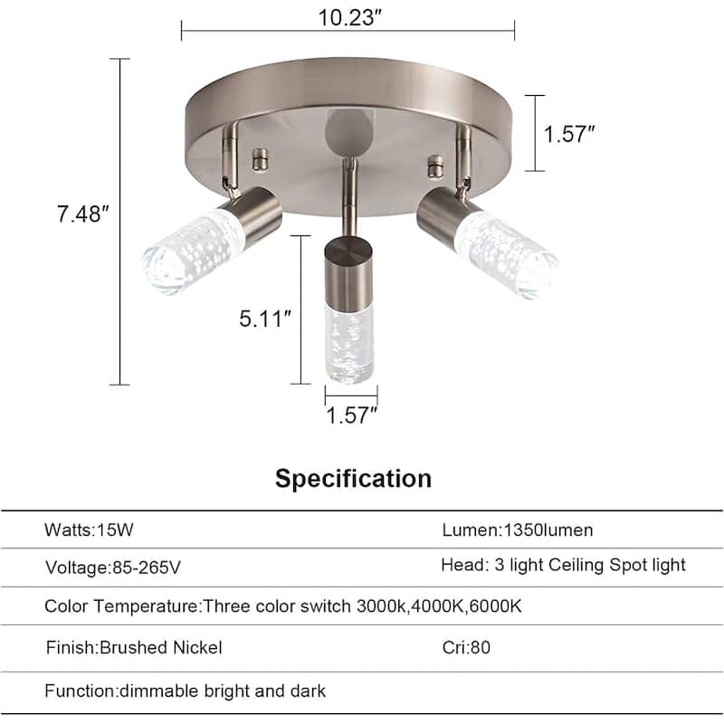 3 light modern flush mount ceiling spot light fixture LED rotating track lighting kits