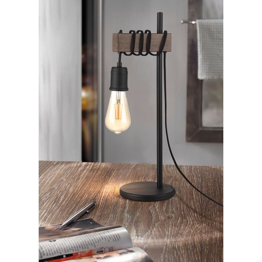 Eglo Violon 1-Light Black and Dark Brown Table Lamp
