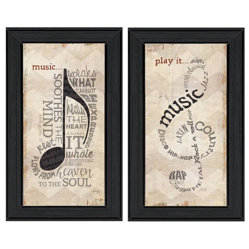 TrendyDecor4U Farmhouse "Music Collection" 2-Piece Vignette by Marla Rae - Earthtone