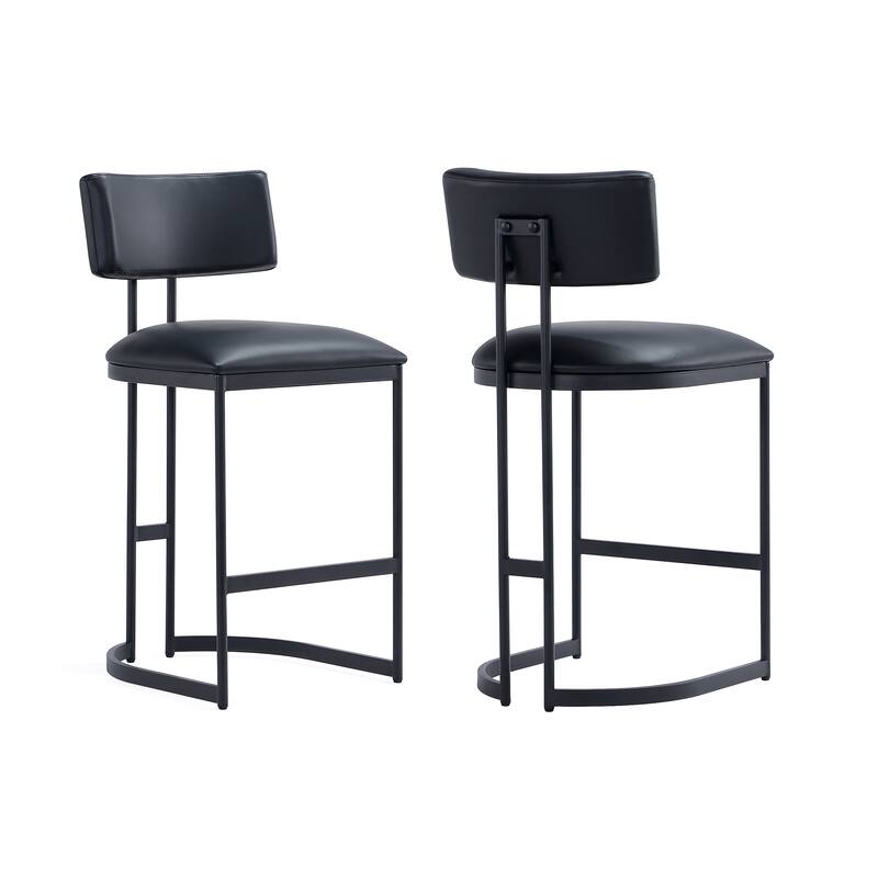 Manhattan Comfort Juno Metal Vegan Leather Counter Stool