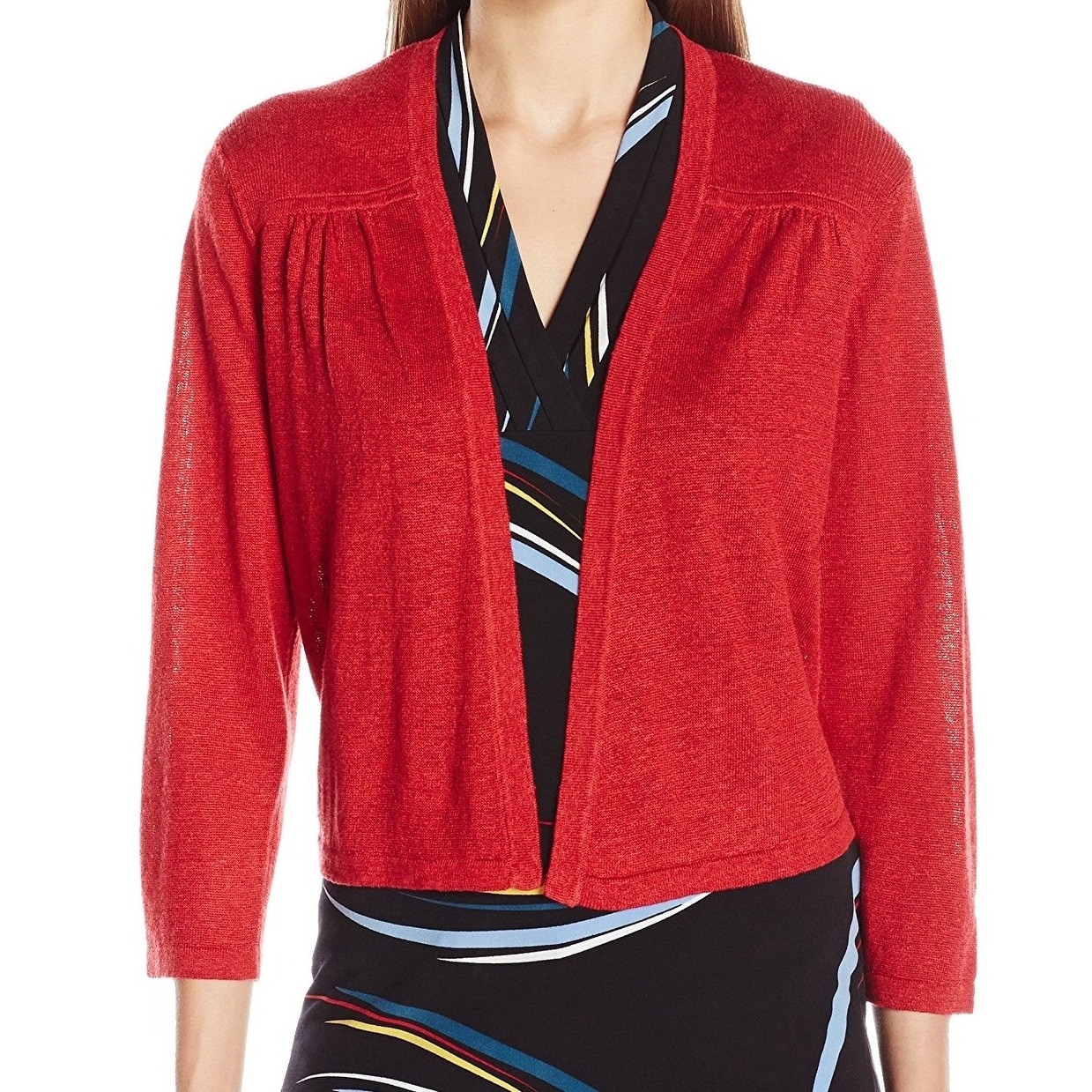 red summer cardigan