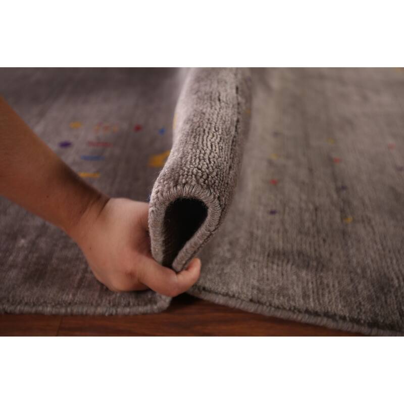 Gabbeh Oriental Area Rug Hand-Knotted Tribal Brown Wool Carpet - 7'8"x 9'9"