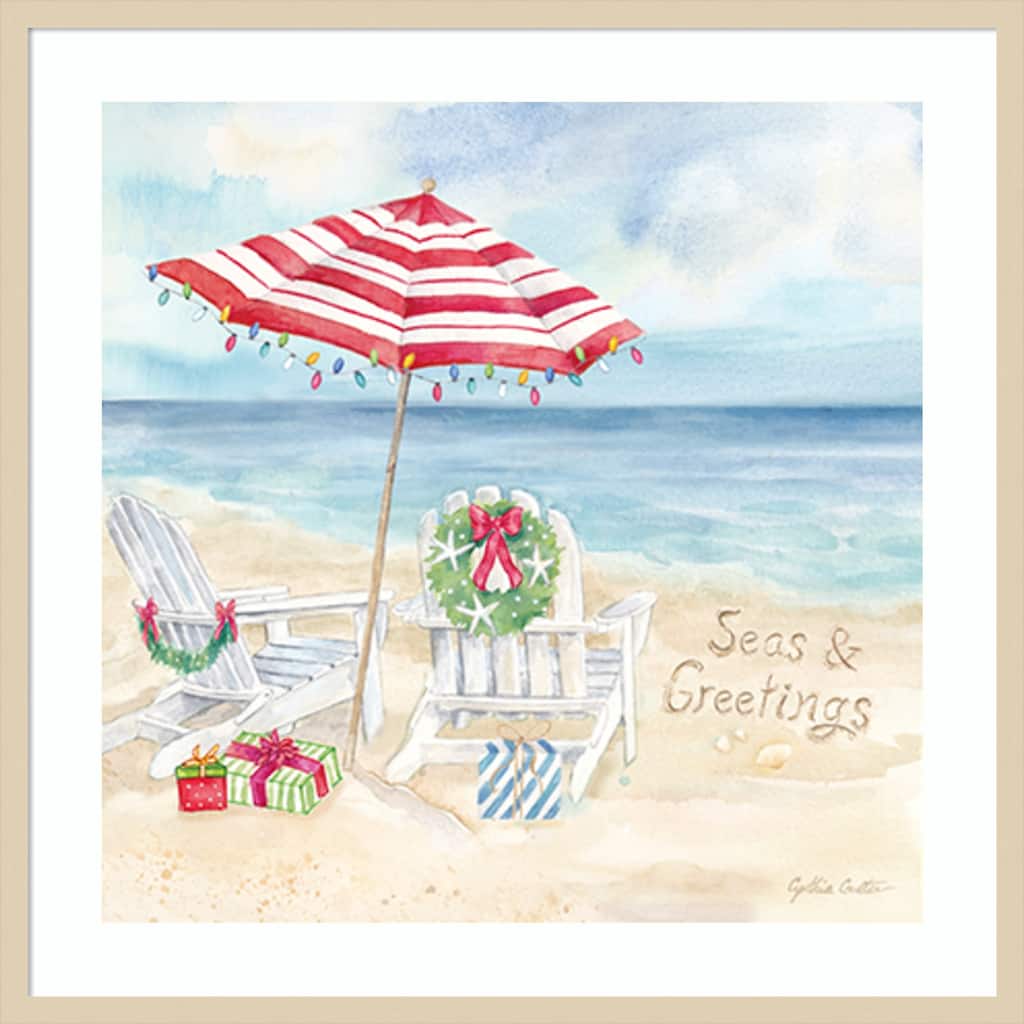Christmas at the Cape VI by Cynthia Coulter Wood Framed Wall Art Print