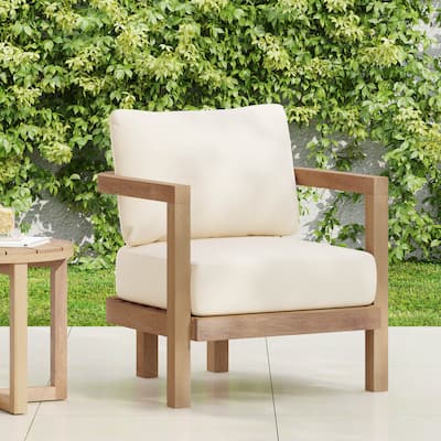 Wichita Acacia Wood Outdoor Club Chair with Cushions by Christopher Knight Home