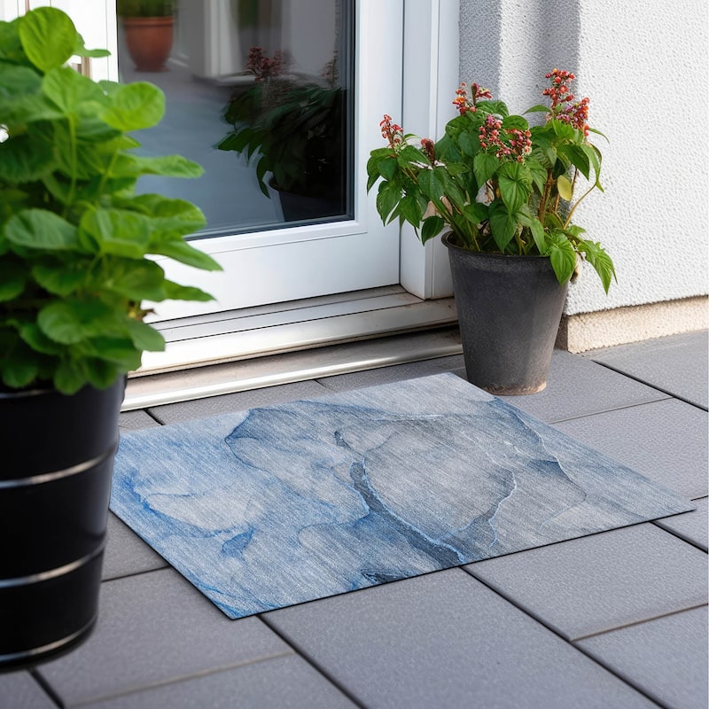 Machine Washable Indoor/ Outdoor Watercolor Chantille Rug