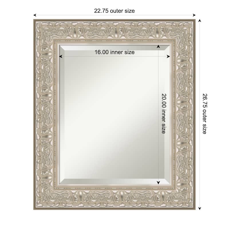 Luxe Beveled Framed Wall Mirror - 23 x 27 in - Luxe Silver Cream
