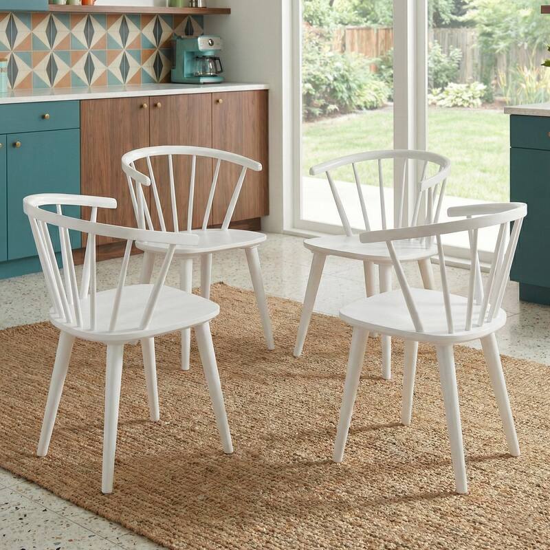 Simple Living Florence Modern Farmhouse Solid Wood Dining Chair (Set of 4) - Set of 4 - White