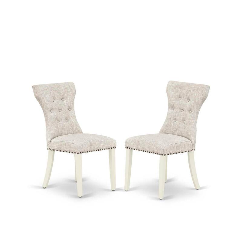 Tuscan Style Dining Set - 9 Piece Table & Chair Set - Linen White Finish - Hardwood Frame - Butterfly Leaf Table - 84
