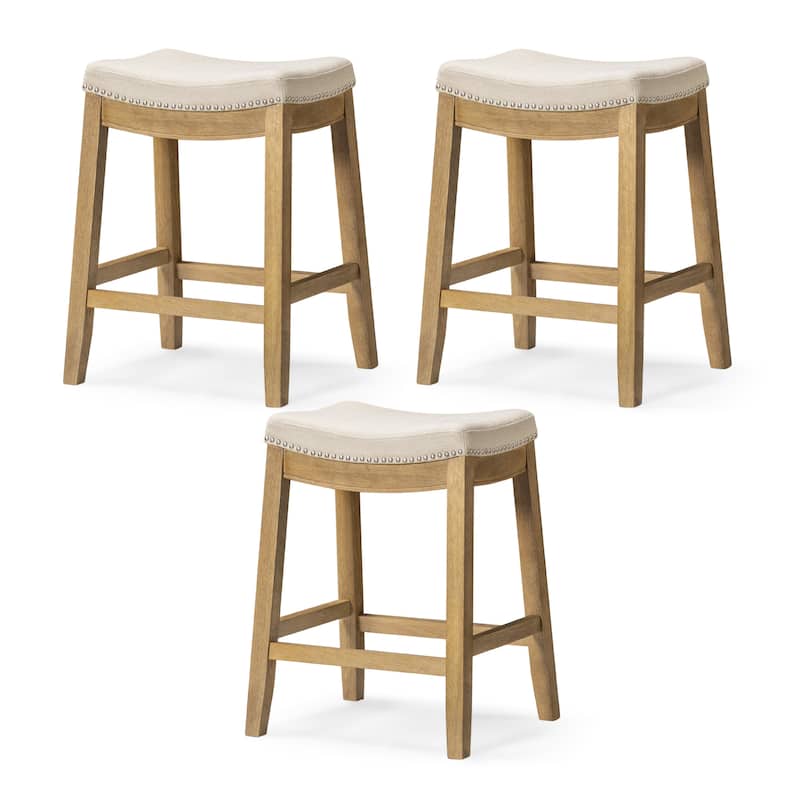 Maven Lane 26" Sophia Backless Counter Height Kitchen Stool - Set of 3 - Aged Natural