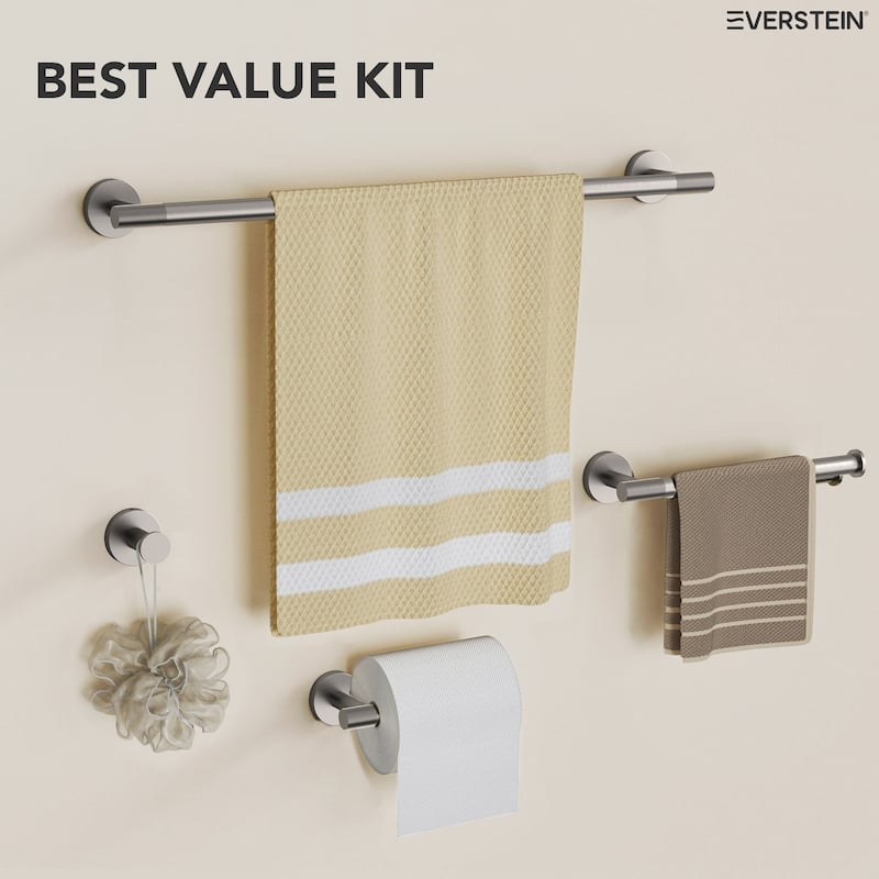 4-Piece Stainless Steel Bathroom Hardware Set, Wall Mounted Bath Towel Bar Set Towel Racks Bathroom Accessories
