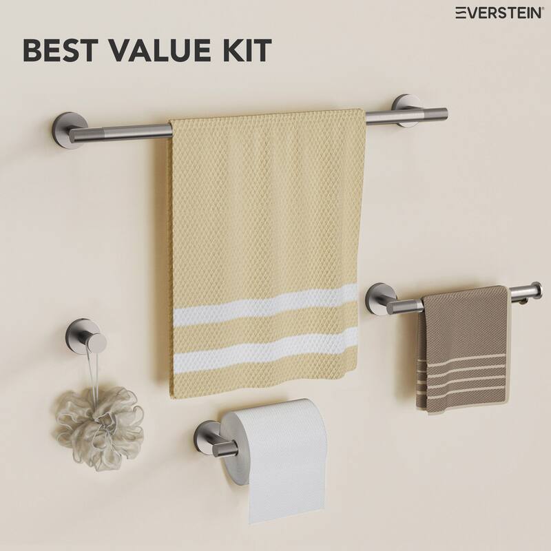 4-Piece Wall Mounted Bathroom Hardware Set, Stainless Steel Towel Bar Set