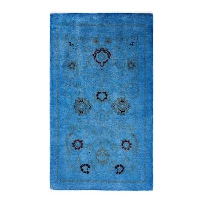 Contemporary Overdyed Wool Hand Knotted Area Rug - 2' 6" x 4' 3"
