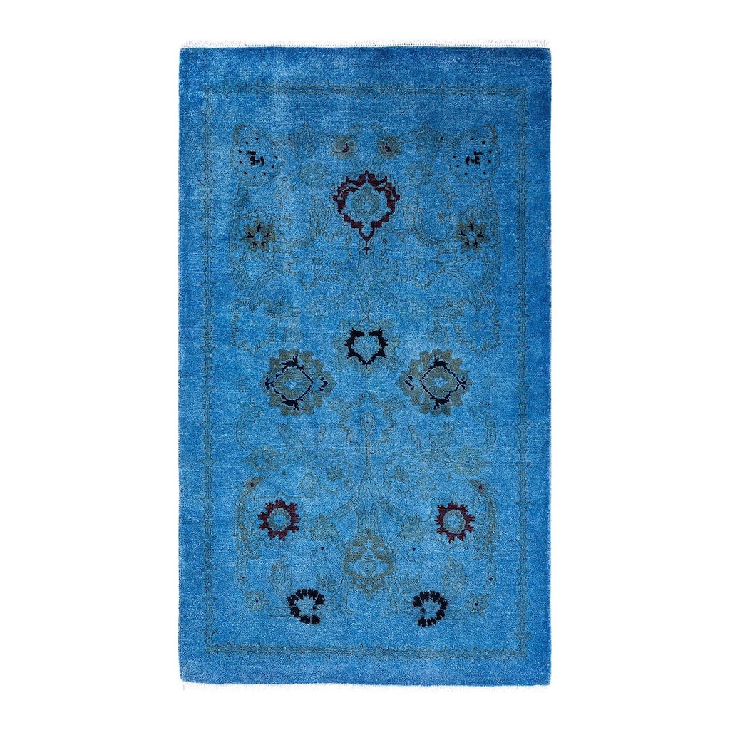 Contemporary Overdyed Wool Hand Knotted Area Rug - 2' 6" x 4' 3"