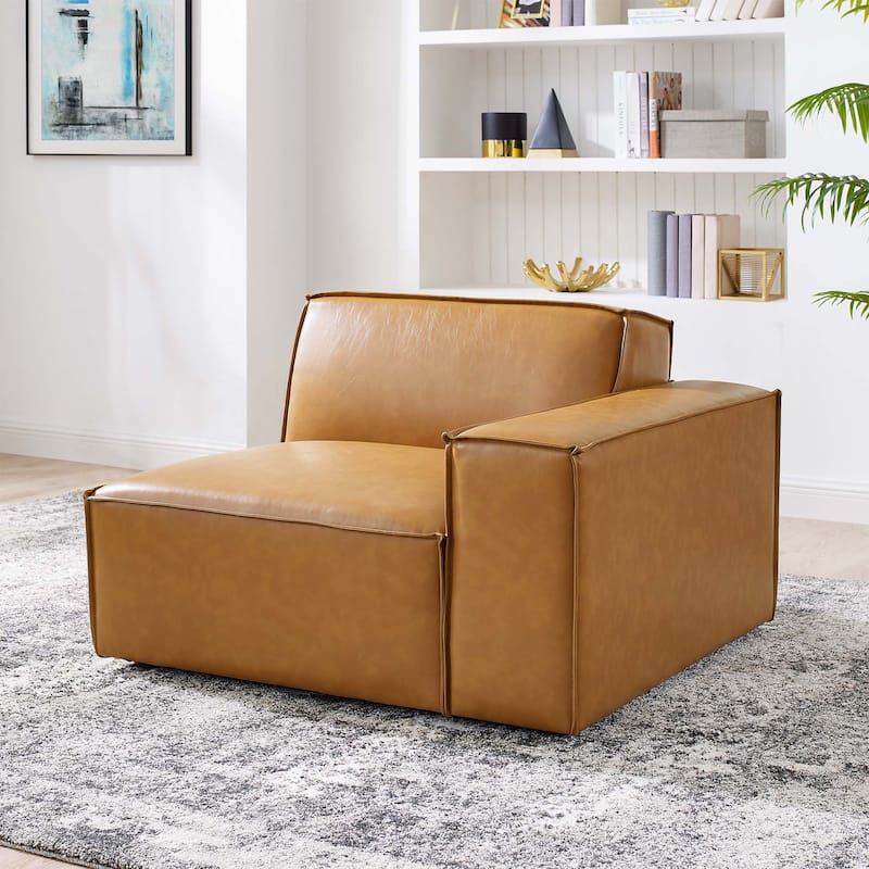Restore Right-Arm Vegan Leather Sectional Sofa Chair - Tan