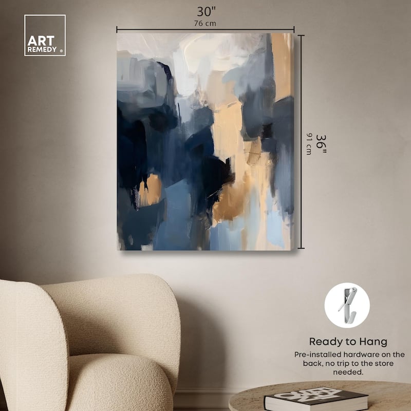 Navy Beige II Canvas by Art Remedy, Gallery Wrapped